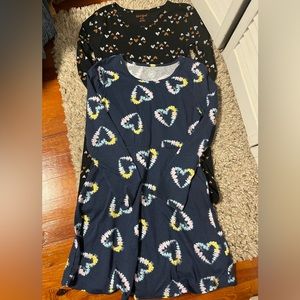 Girls size 7/8 lot of 2 heart pattern dresses